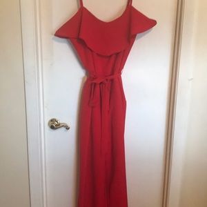 Red Jumpsuit with zipper.